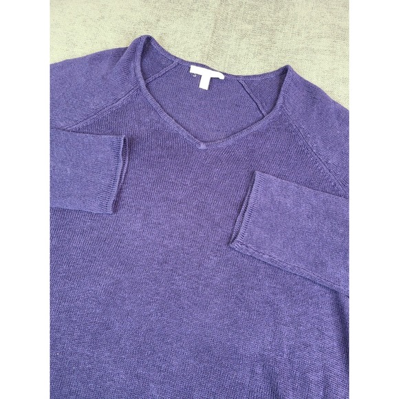 Eileen Fisher Top Womens S Pet Blue Purple Linen Long Sleeve Beachy Lagenlook - Picture 1 of 7
